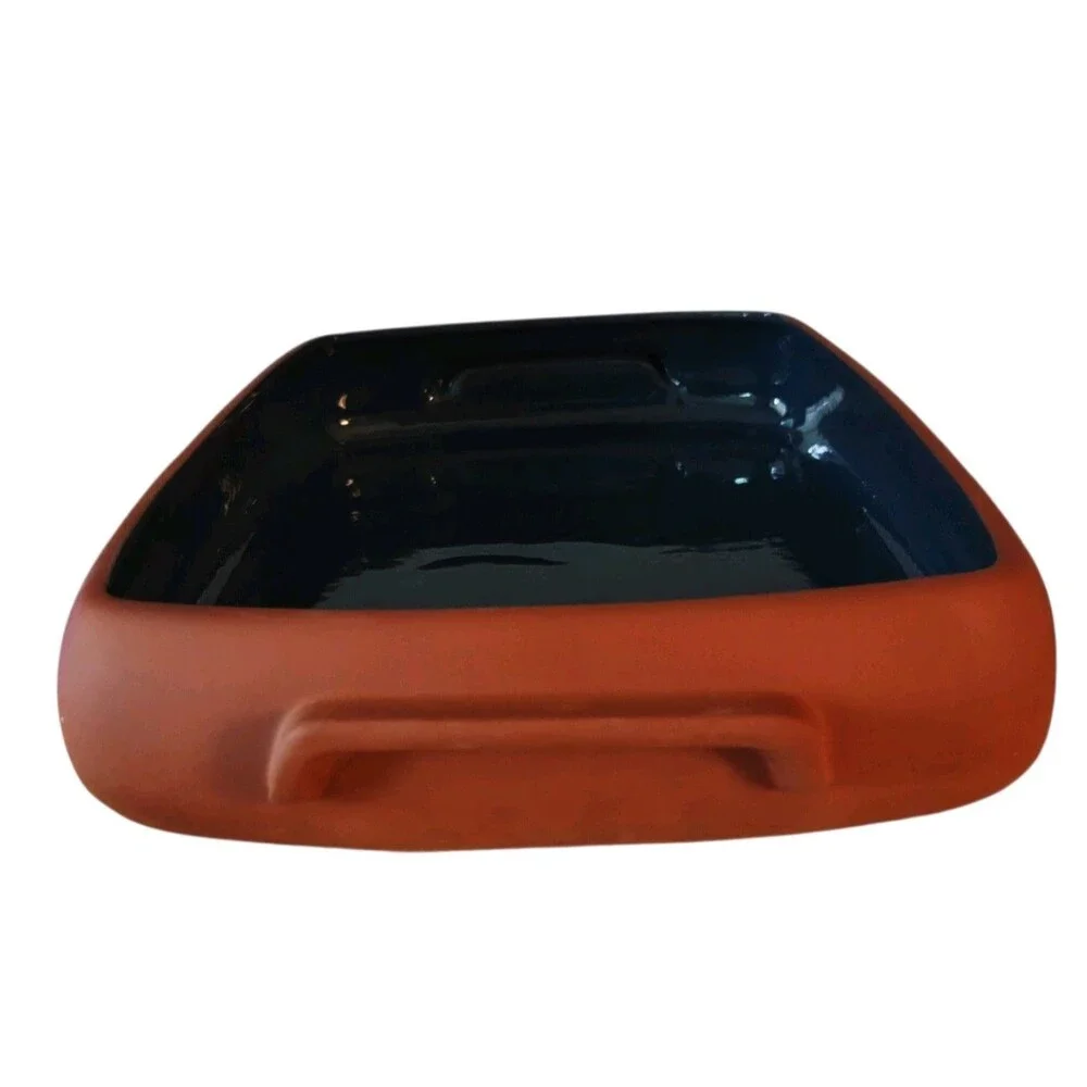 Bortner & Bortner Terra Cotta Enchilada Pan Dish Blue Glaze 12
